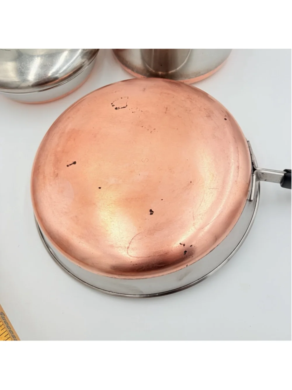 REVERE WARE Copper Clad 5 Pc Cookware Set 10” 7” Skillets Saucepan Lids